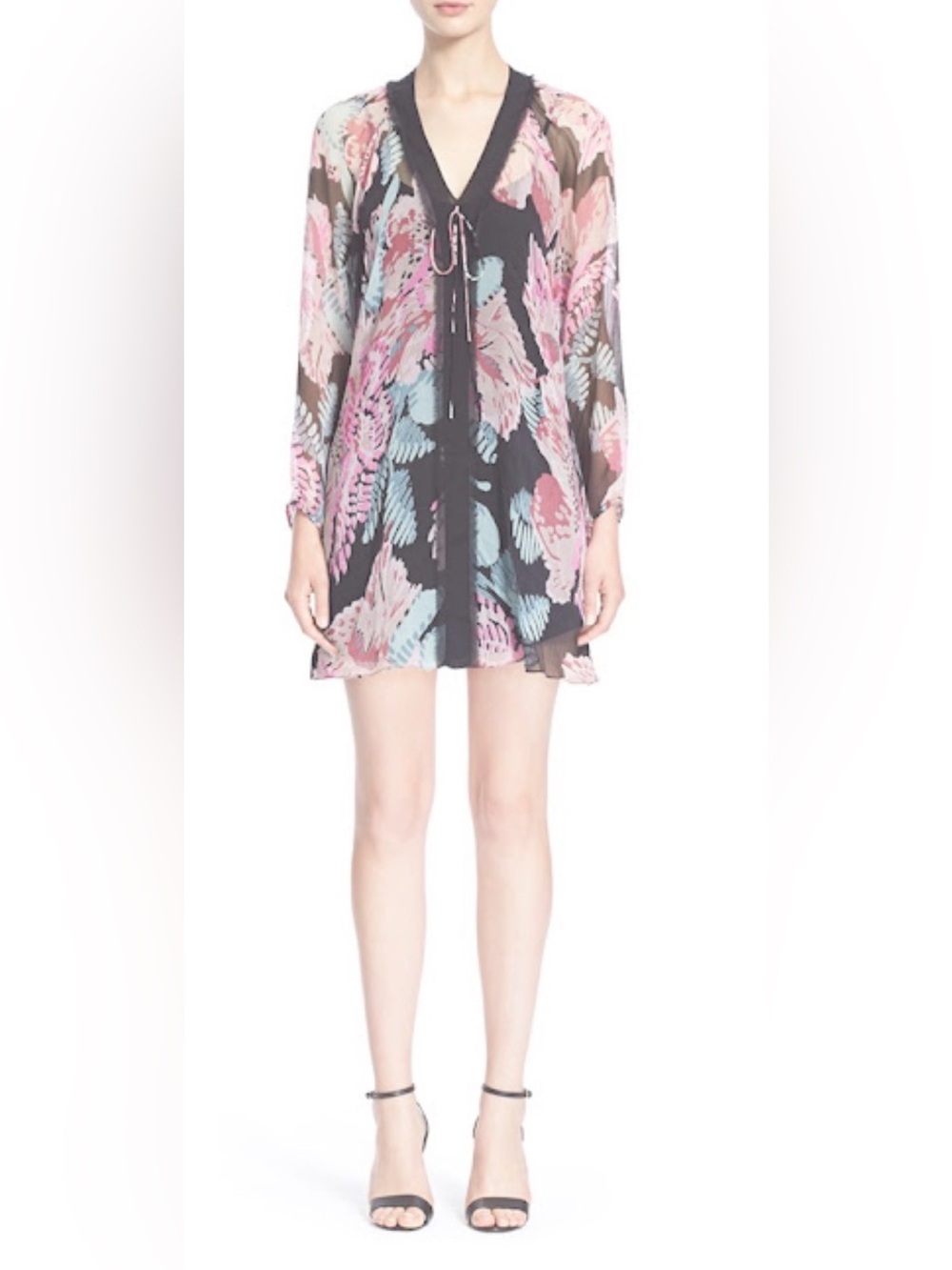 Elizabeth And James Sheer Floral Mini Dress M